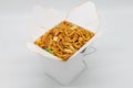 Roast Pork Lo Mein in a Chinese Takeout Box Royalty Free Stock Photo