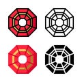 Chinese taoism Icon Set Vector Illustration