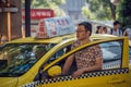 Taxi driver waiting for a passenger in Chongqing