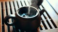 Chinese tea ceremony with puerh tea, Brewing black Shu Puer in pot from Ixin clay, boiling water pours into kettle, close up Royalty Free Stock Photo