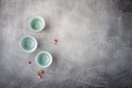 Chinese tea cups on a gray background Royalty Free Stock Photo