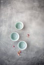 Chinese tea cups on a gray background Royalty Free Stock Photo
