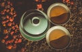 Chinese tea in gaiwan during the tea ceremony. Royalty Free Stock Photo