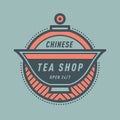 Chinese tea shop monogram logo badge