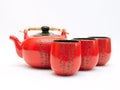 Chinese teapot with cups Royalty Free Stock Photo