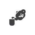 Chinese teapot and tea cup vector icon