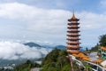 Chinese temple at Genting highland. Mountainous landscape. Kuala Lumpur