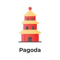 Chinese temple, historical tower building, chinese worship place, amazing icon of pagoda in modern style