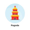 Chinese temple, historical tower building, chinese worship place, amazing icon of pagoda in modern style