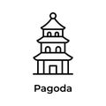 Chinese temple, historical tower building, chinese worship place, amazing icon of pagoda in modern style