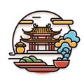 Chinese temple line icon, vector illustration. Editable stroke. Line flat design.