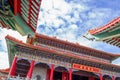 Chinese temple in the morning with cloudy skies. Royalty Free Stock Photo