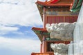 Chinese temple in the morning with cloudy skies. Royalty Free Stock Photo