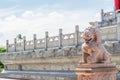 Chinese temple in the morning with cloudy skies. Royalty Free Stock Photo