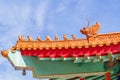 Chinese temple in the morning with cloudy skies. Royalty Free Stock Photo