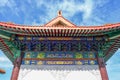 Chinese temple in the morning with cloudy skies. Royalty Free Stock Photo