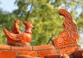 Chinese Temple Roof with Glazed Pottery Royalty Free Stock Photo