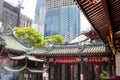 Chinese Temple in Singapore Thian Hock Keng Temple and high-rise buildings Royalty Free Stock Photo