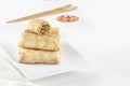 Chinese tortillas - bings in plate on a white background.