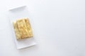 Chinese tortillas - bings in a plate on a white background.View from above.