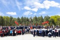 7 4 2023 Chinese tourists, school students visit a statue of Mao Zedong