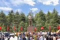 7 4 2023 Chinese tourists, school students visit a statue of Mao Zedong