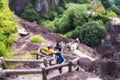 Chinese tourists climbing Tianyou Peak steps