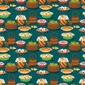 Chinese cuisine tradition food dish delicious asia dinner meal china lunch cooked seamless pattern background vector Royalty Free Stock Photo