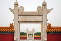 Chinese traditional archway building in temple of earth