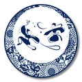 Chinese Traditional Blue And White Porcelain, Ancient People`s Dancing Royalty Free Stock Photo
