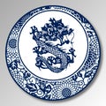 Chinese Traditional Blue And White Porcelain, Dragon Royalty Free Stock Photo