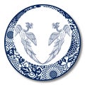 Chinese Traditional Blue And White Porcelain, Phoenix Royalty Free Stock Photo