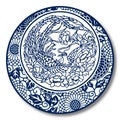 Chinese Traditional Blue And White Porcelain, Phoenix Royalty Free Stock Photo