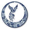 Chinese Traditional Blue And White Porcelain, Phoenix Royalty Free Stock Photo