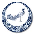 Chinese Traditional Blue And White Porcelain, Phoenix Royalty Free Stock Photo