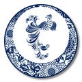 Chinese Traditional Blue And White Porcelain, Phoenix Royalty Free Stock Photo