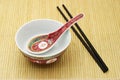 Chinese traditional bowl, spoon and chopsticks Royalty Free Stock Photo