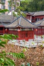 Chinese traditional classical lotus pond garden and architectural landscape Royalty Free Stock Photo