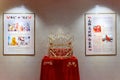 Chinese traditional designed Lion Dance head on exhibition