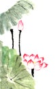 Chinese traditional distinguished gorgeous decorative hand-painted ink-water lily