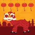 Chinese traditional dragon dance barongsai happy new lunar year celebration attraction red color Royalty Free Stock Photo