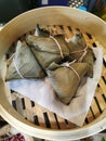 Chinese traditional Festival sticky rice in Lotus Leaf stream