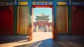 Chinese traditional gate in the Forbidden City, Beijing, China, Asia