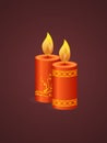 Chinese Traditional Happy New Year with realistic burning candles flame