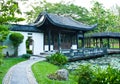 Chinese traditional house in public park Royalty Free Stock Photo