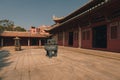 Chinese traditional incense burner on an outdoor plaza in Government Confucious Temple, Quanzhou