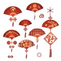 Chinese traditional knot and fan Royalty Free Stock Photo