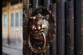 Chinese traditional lion head copper door knocker. Fuzhou City. Three lanes and seven alleys