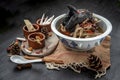 Chinese traditional nourishing health stew, stewed black bone chicken, Chinese black chicken soup, This soup very famous among