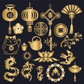 Chinese traditional ornaments, collection of oriental new year symbol Royalty Free Stock Photo